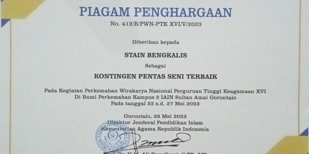 STAIN Bengkalis Raih Penghargaan Pentas Seni Terbaik PWN PTK XVI Gorontalo