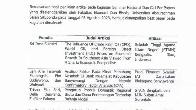 Tahniah! Dua Mahasiswa STAIN Bengkalis Terpilih Sebagai Best Paper pada Seminar Nasional dan Call For Paper