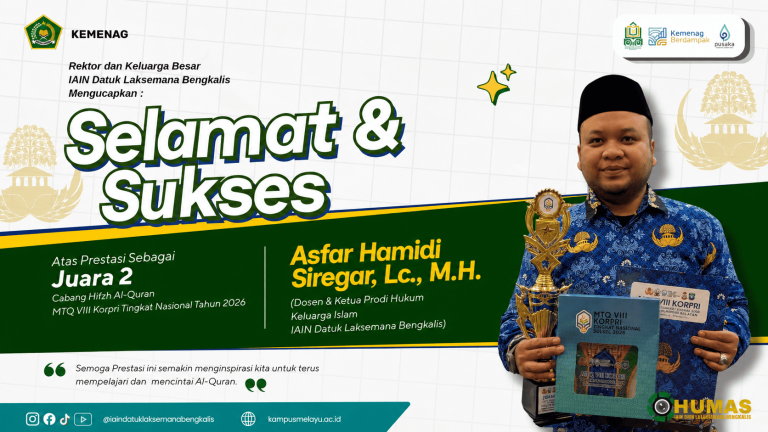 Dosen IAIN Datuk Laksemana Bengkalis Raih Juara II Hifzh Al-Qur’an MTQ VIII KORPRI Tingkat Nasional 2026 (1)