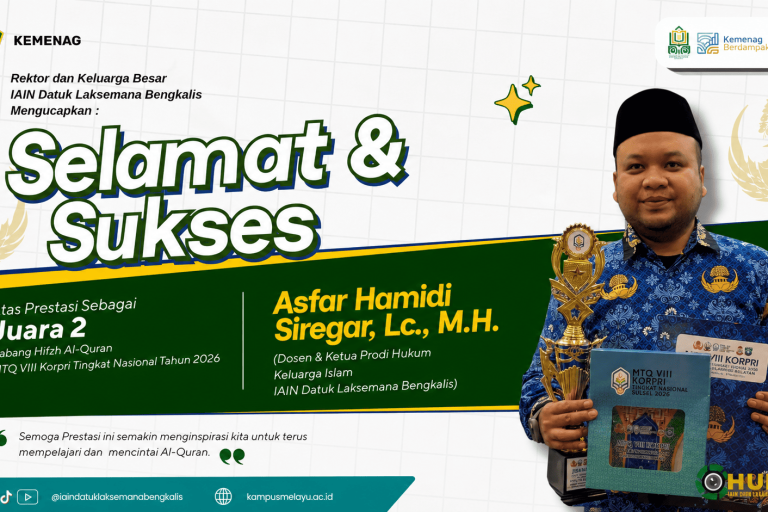 Dosen IAIN Datuk Laksemana Bengkalis Raih Juara II Hifzh Al-Qur’an MTQ VIII KORPRI Tingkat Nasional 2026 (1)
